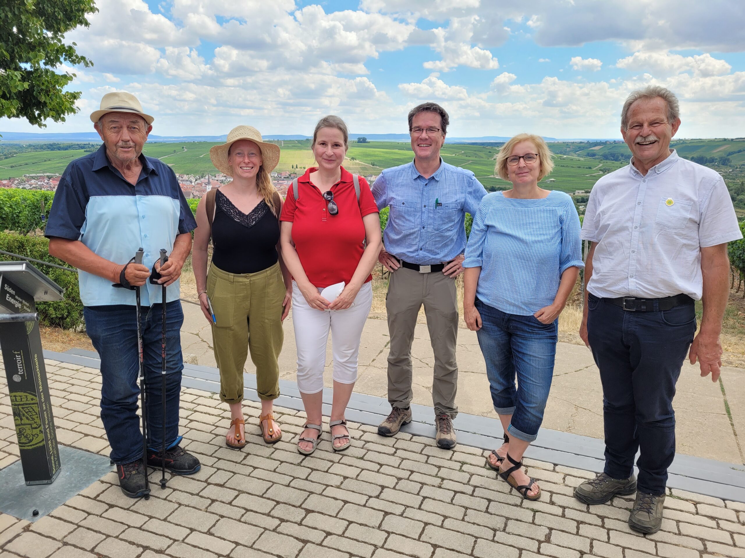 Am terroir f Volkach: v.lk.s. Manfred Erhard, Eva-Maria Stöcklein, Eva Trapp, MdB Harald Ebner, Stefanie Schumacher, MdL Harald Knoblach